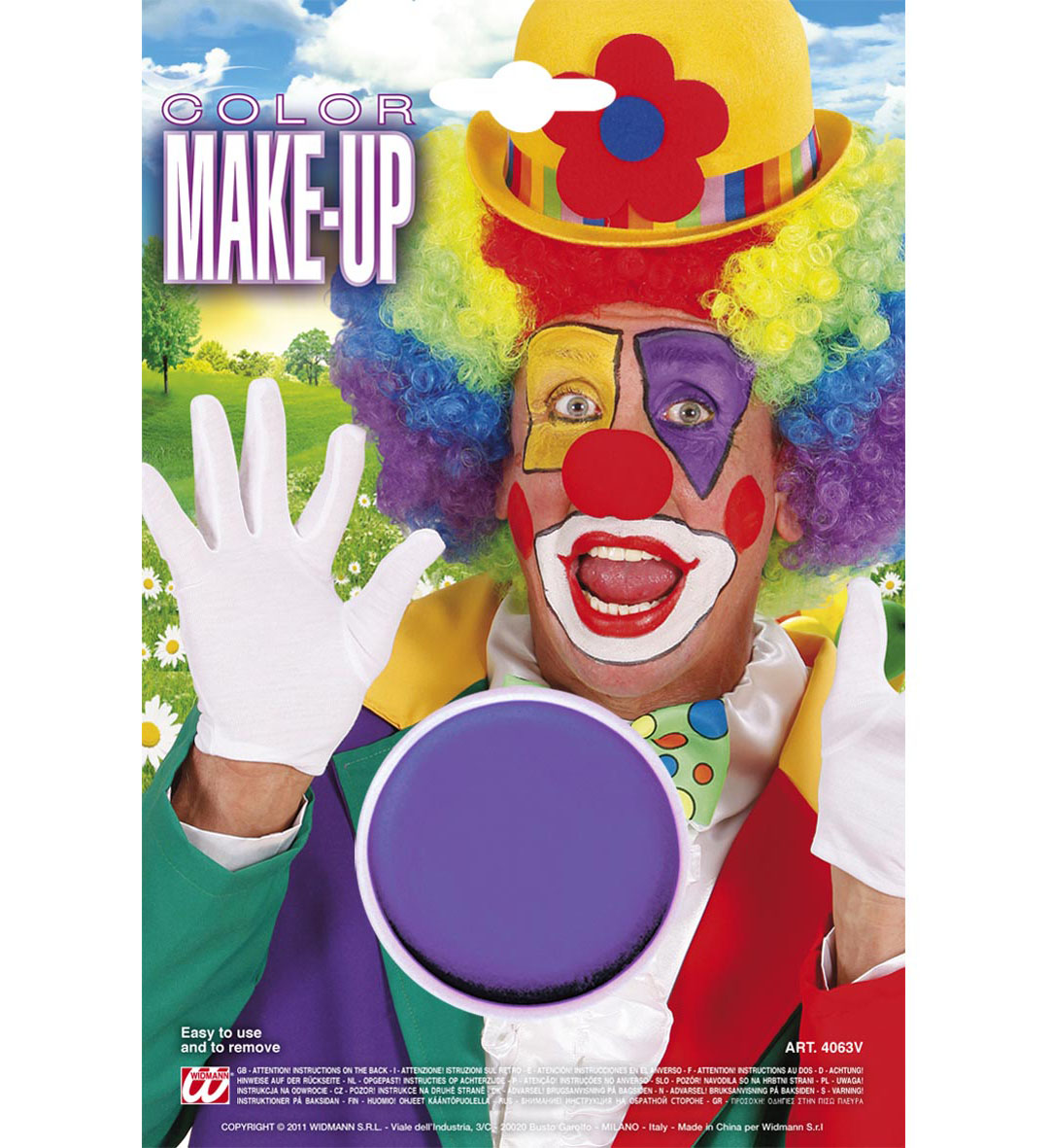 Barva na obličej - fialová karnevalová kosmetika