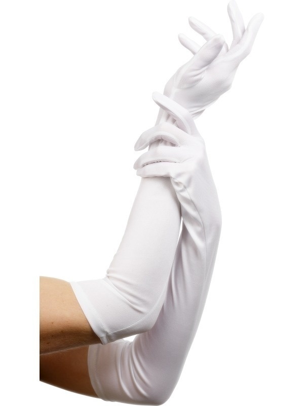 Látkové rukavice - bílé dlouhé cca 52 cm