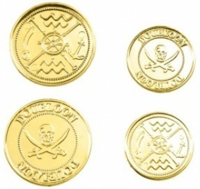 Zlaté pirátské mince - 12 kusů