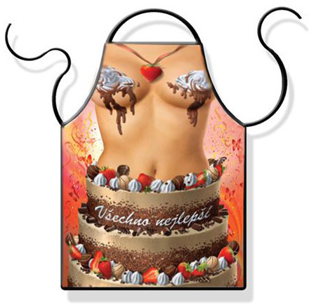 Narozeninová zástěra - Žena v dortu