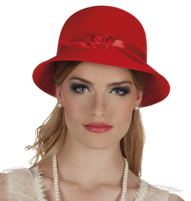 Dámský klobouček červený Charleston Lady