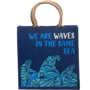 Jutová taška We are Waves modrá