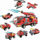 Stavebnice Qman Water Cannon Fire Truck sada 8v1