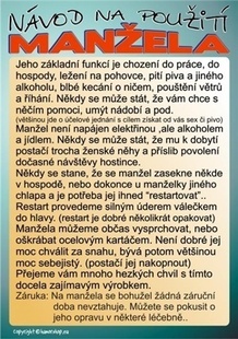 Vtipná cedule - Návod na použití manžela