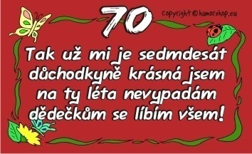 Prani K 70 Narozeninam Pro Zenu Karticka