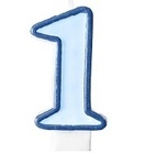 Modrá dortová svíčka narozeninová s číslicí 1