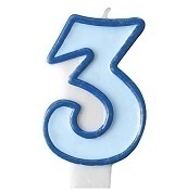 Modrá dortová svíčka narozeninová s číslicí 3