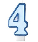 Modrá dortová svíčka narozeninová s číslicí 4