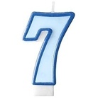 Modrá dortová svíčka narozeninová s číslicí 7