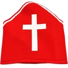 Mikulášská čepice červená - bílý kříž