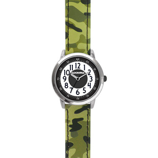 Svítící zelené chlapecké hodinky CLOCKODILE ARMY s maskáčovým vzorem 