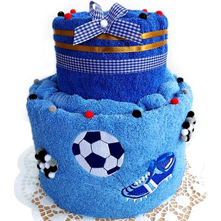 Fotbalový textilní dort dvoupatrový - modrý
