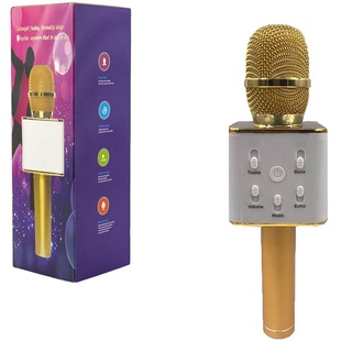 Mikrofon karaoke kov 25cm nabíjení přes USB zlatý