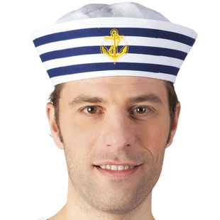 Modrobílá námořnická čepice s kotvičkou