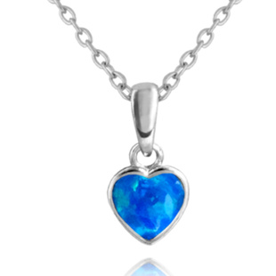 Stříbrný náhrdelník Minet SRDÍČKO s modrým opálkem