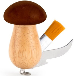 Houbařský nožík se štětečkem v dřevěném hříbku