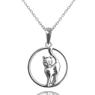 Stříbrný náhrdelník Minet - Kočka v kroužku