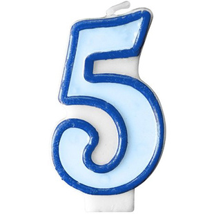 Modrá dortová svíčka narozeninová s číslicí 5