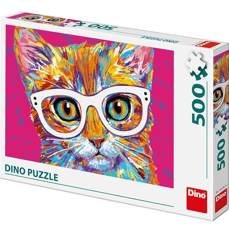 Puzzle 500 dílků - Kočka s brýlemi