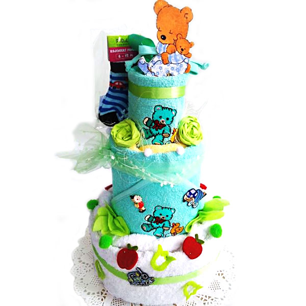 Dětský textilní dort třípatrový - Medvídci