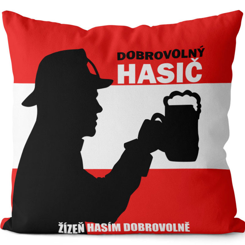 Polštář - Dobrovolný hasič - žízeň hasím dobrovolně