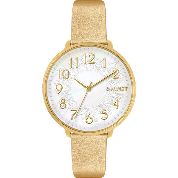 Zlaté dámské hodinky Minet PRAGUE Gold Flower s čísly