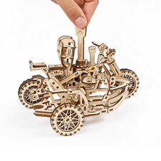 3D dřevěné mechanické puzzle - Motorka s vozíkem