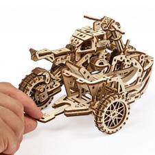 3D dřevěné mechanické puzzle - Motorka s vozíkem