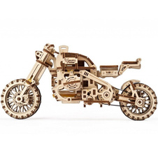 3D dřevěné mechanické puzzle - Motorka s vozíkem