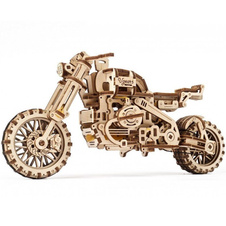 3D dřevěné mechanické puzzle - Motorka s vozíkem