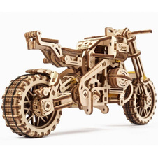 3D dřevěné mechanické puzzle - Motorka s vozíkem