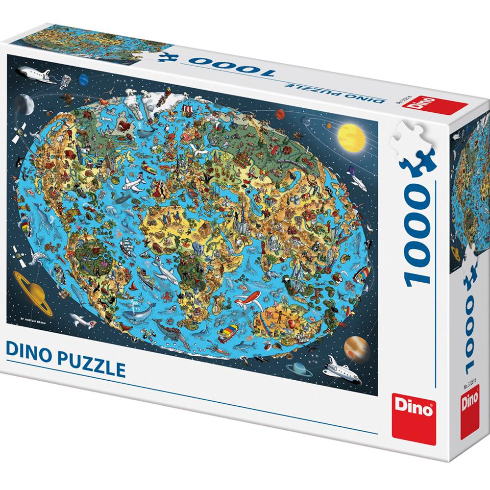 Puzzle 1000 dílků - Kreslená mapa světa
