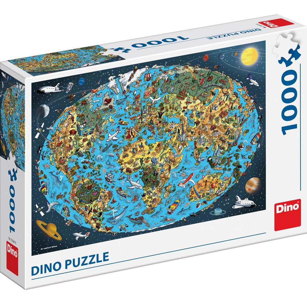 Puzzle 1000 dílků - Kreslená mapa světa