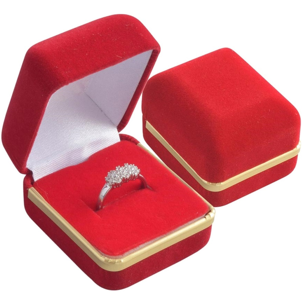 Krabička na prsten sametová se zlatým proužkem