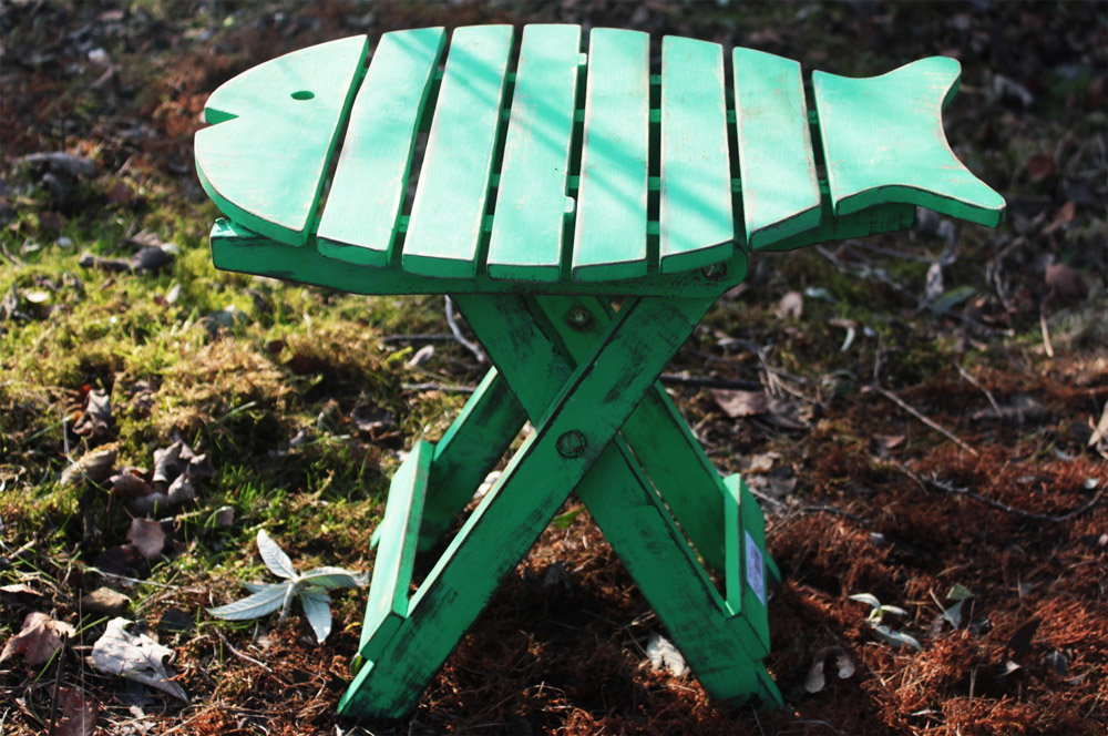 Skládací židlička - Zelená ryba