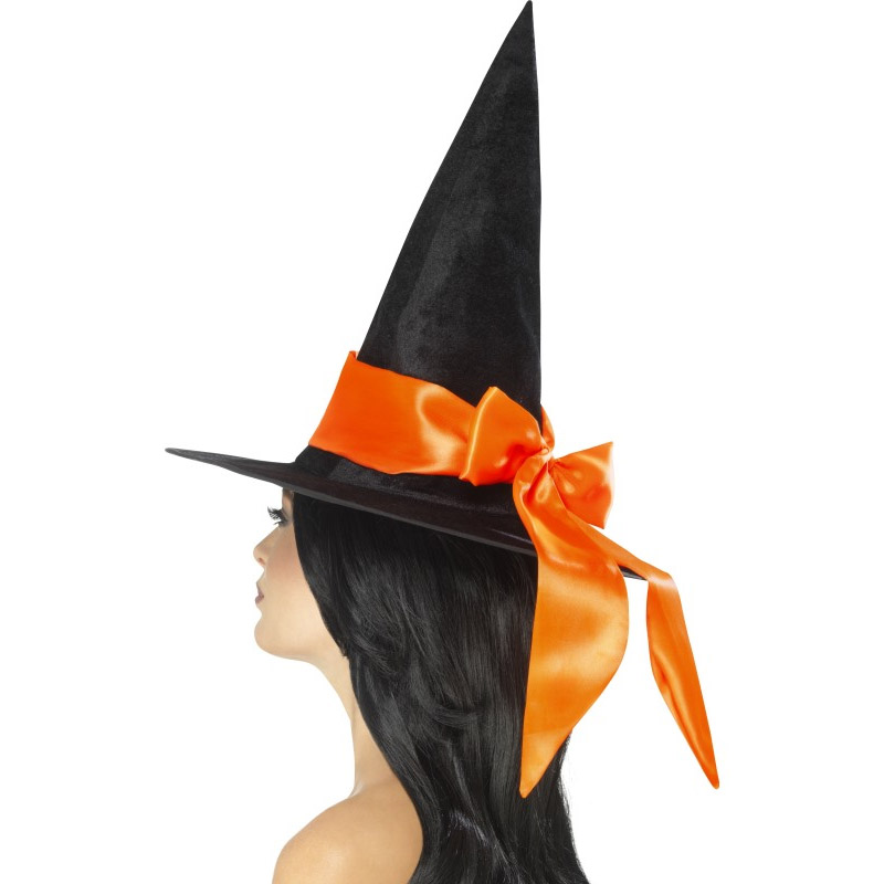 Čarodějnický klobouk - oranžová mašle