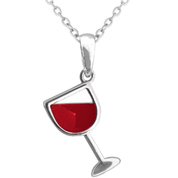 Stříbrný náhrdelník - Sklenička s vínem