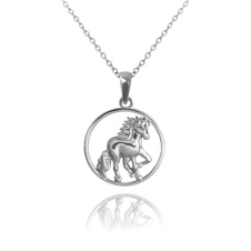 Stříbrný náhrdelník Minet - Koník v kroužku