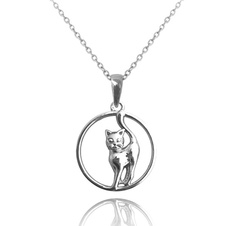Stříbrný náhrdelník Minet - Kočka v kroužku