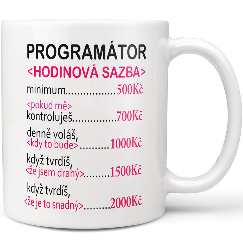 Hrnek - Programátor hodinová sazba