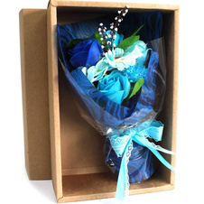 Mýdlová kytice v dárkové krabici - Modrá