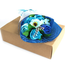 Mýdlová kytice v dárkové krabici - Modrá
