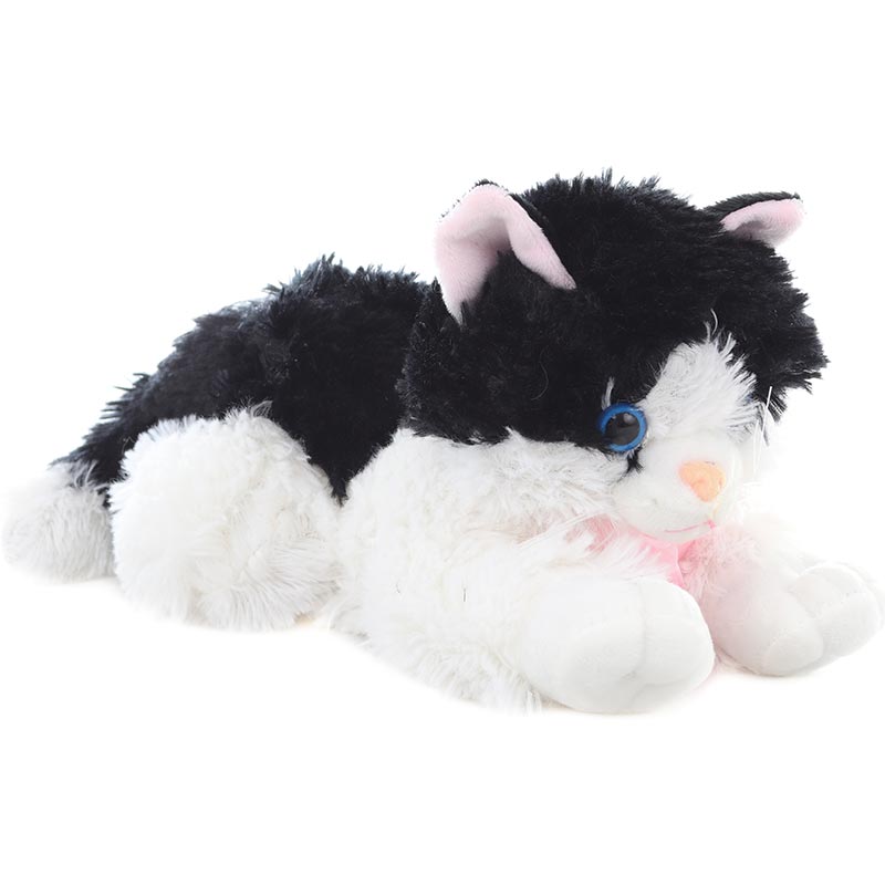 Plyšová kočka černo-bílá 30 cm