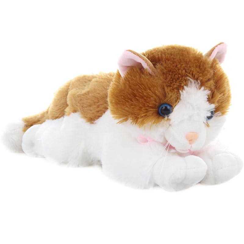 Plyšová kočka zrzavo-bílá 30 cm