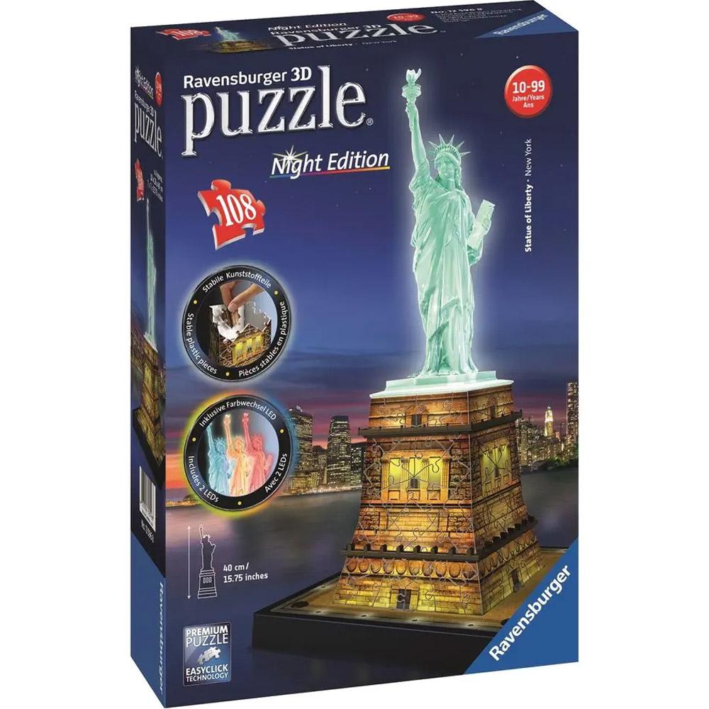 3D puzzle noční edice - Socha Svobody 108 dílků
