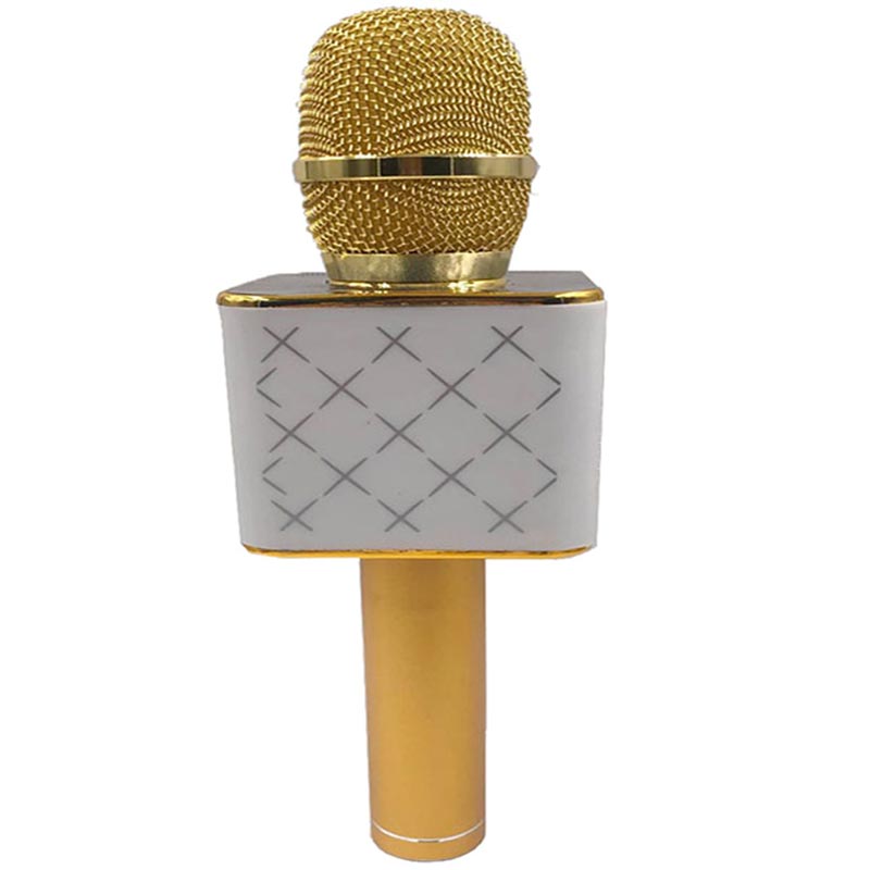 Mikrofon karaoke kov 25cm nabíjení přes USB zlatý