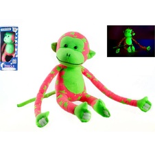 Opice svítící ve tmě plyš růžová/zelená