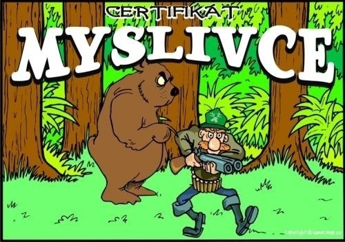 Přání pro myslivce - Certifikát myslivce (medvěd)