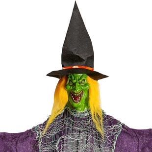 Závěsná figurka čarodějnice s koštětem - fialový háv