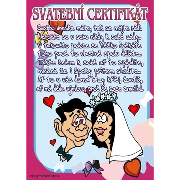 Svatební certifikát